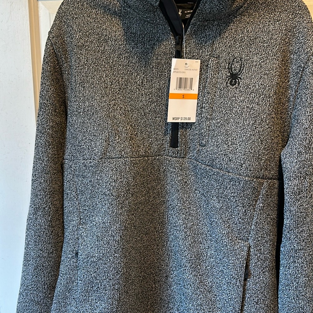 Spyder charcoal heather 1/4 zip pullover men’s size small NEW with tags